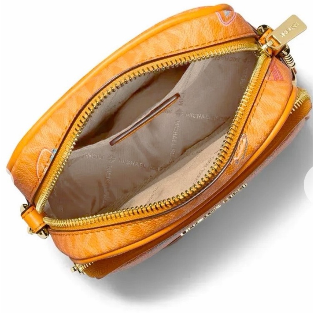 Michael Kors Jet Set Travel Vibrant Orange Graphic Crossbody Bag - Picture 9 of 12